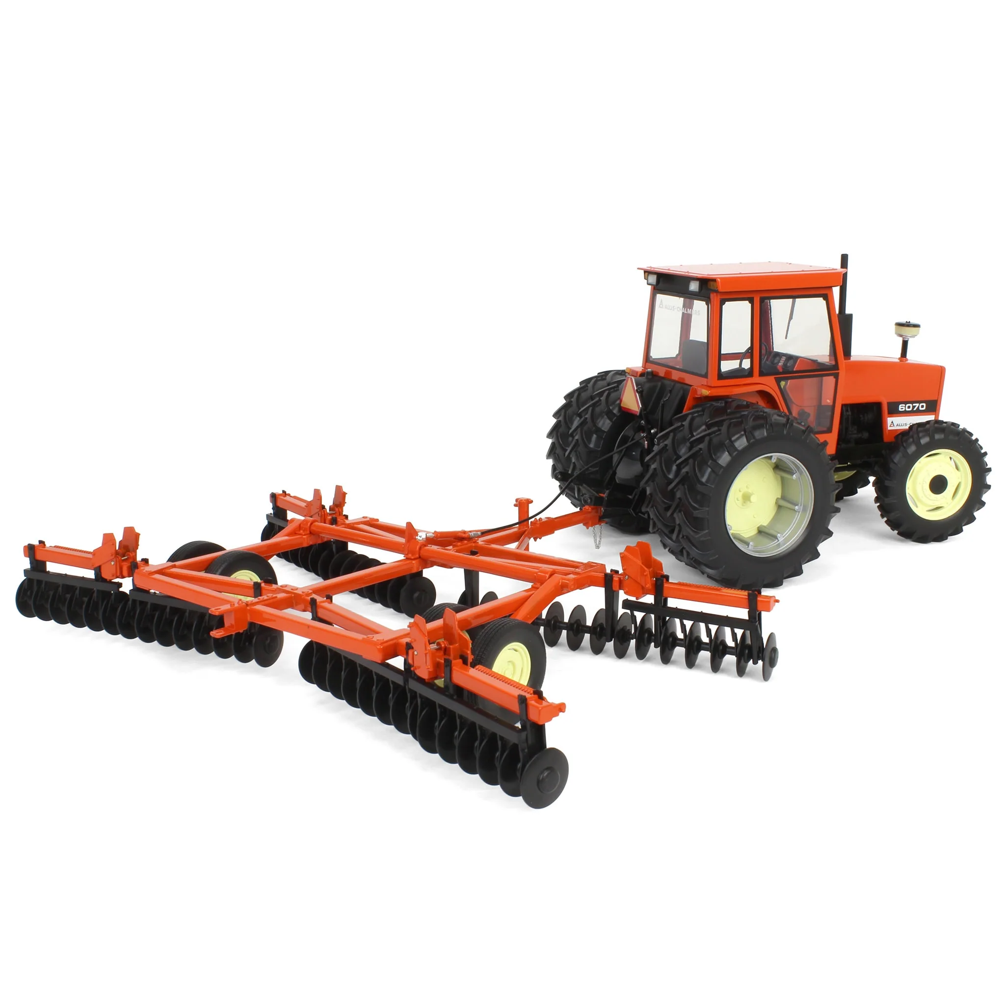 1/16 Allis Chalmers 6070 Tractor with FWA, Rear Duals & Orange Wing Disc by SpecCast, 2024 Iowa FFA - Image 3