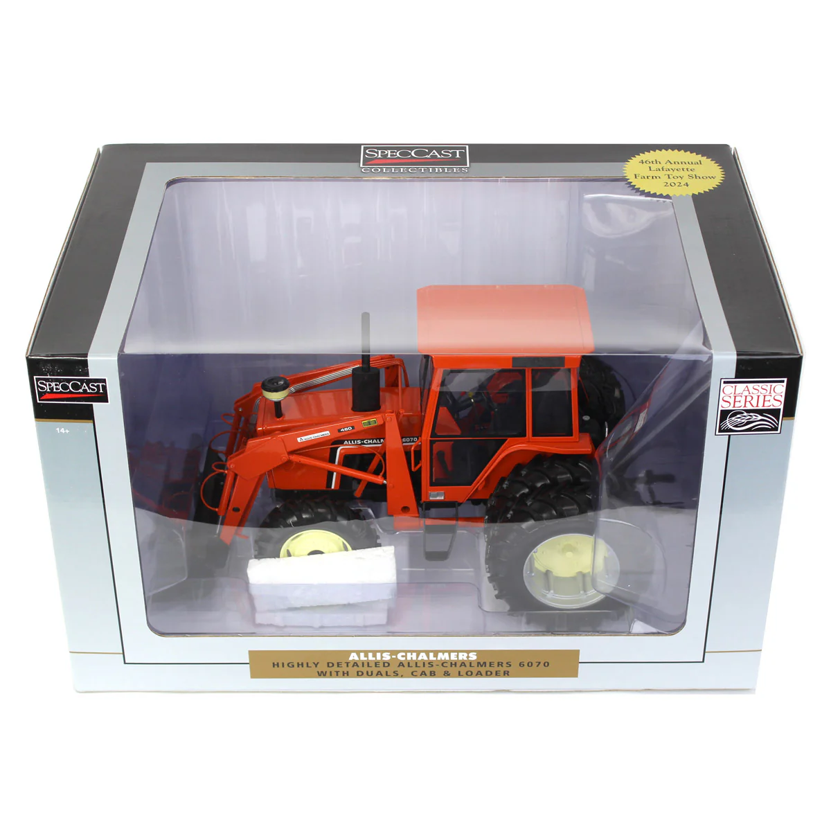 1/16 Allis Chalmers 6070 Tractor with FWA, Rear Duals, Loader & Cab by SpecCast, 2024 Lafayette Farm Toy Show - Image 8