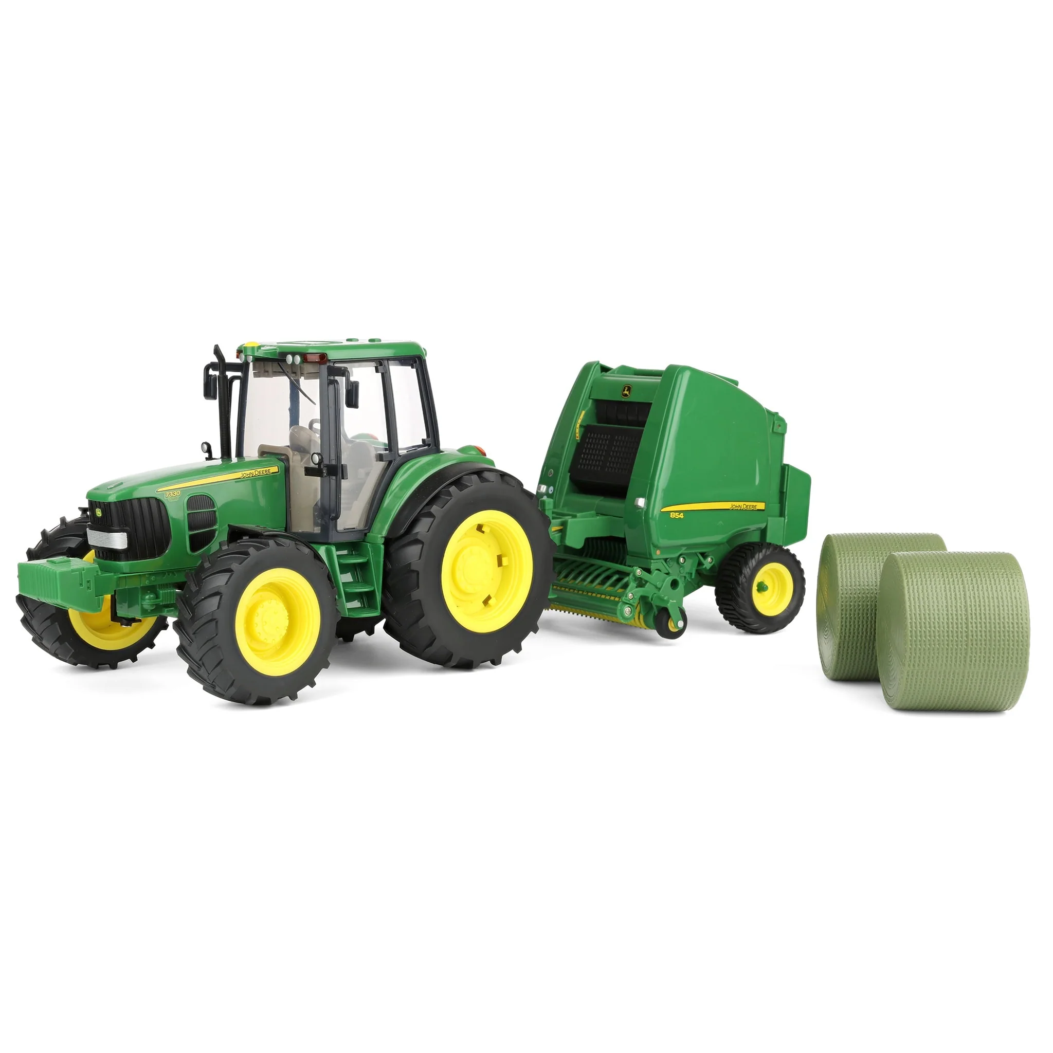 1/16 Big Farm John Deere 7330 with 854 Round Baler & 2 Bales