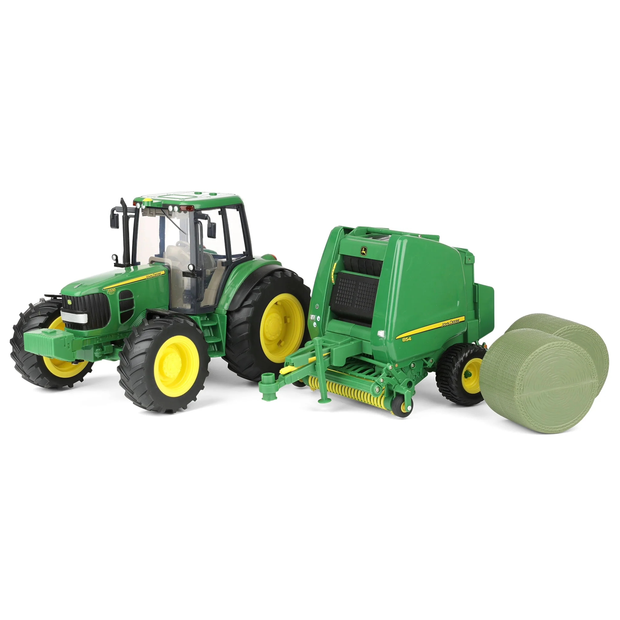 1/16 Big Farm John Deere 7330 with 854 Round Baler & 2 Bales - Image 6