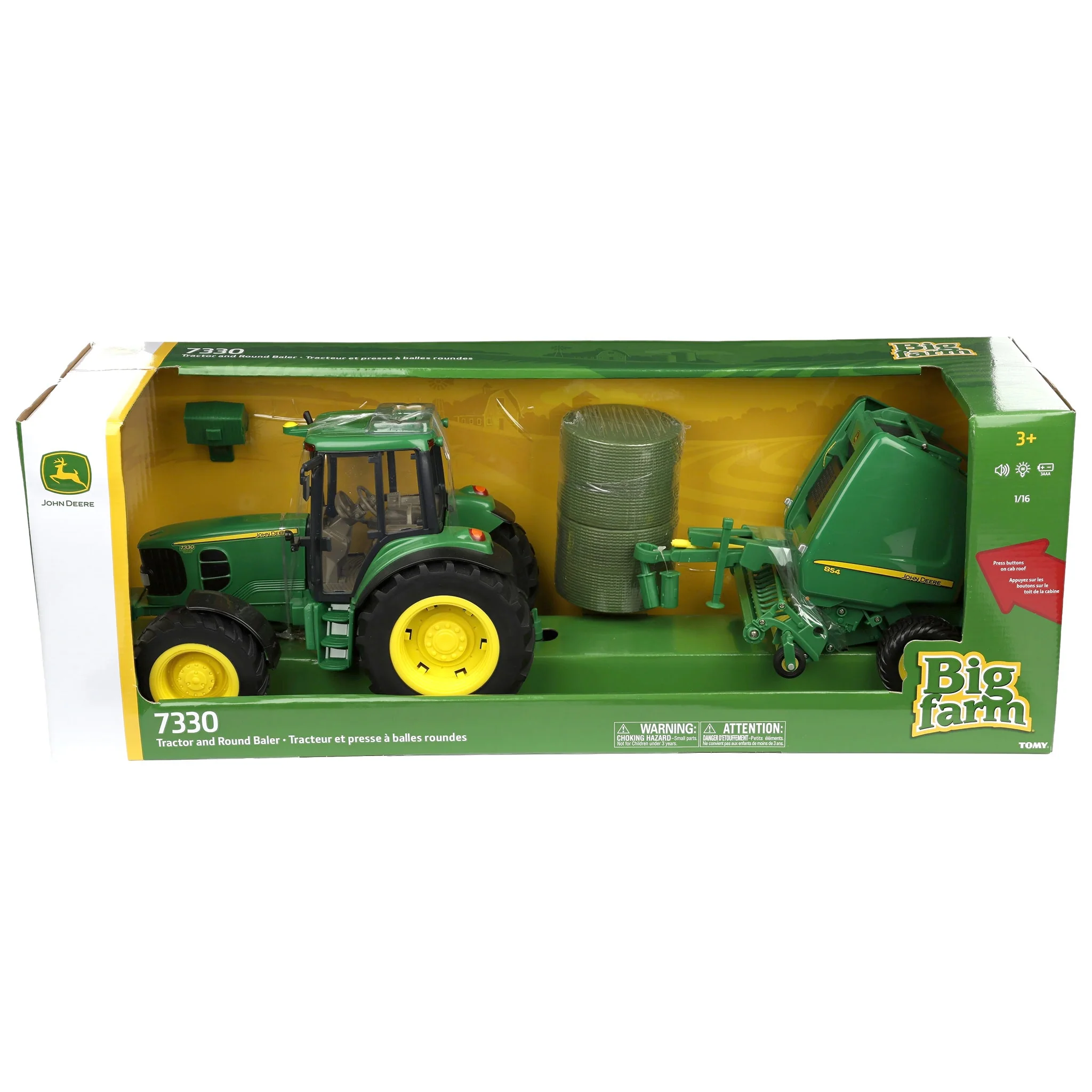 1/16 Big Farm John Deere 7330 with 854 Round Baler & 2 Bales - Image 7