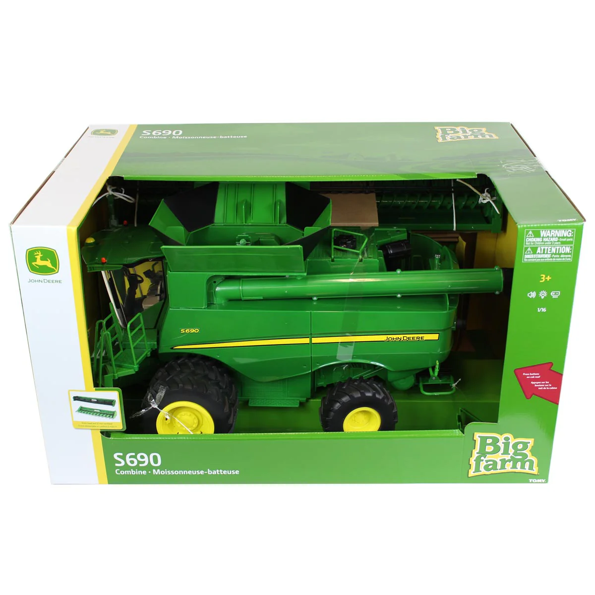 1/16 Big Farm John Deere S690 Combine with 12 Row Corn Head and Grain Head - Image 7