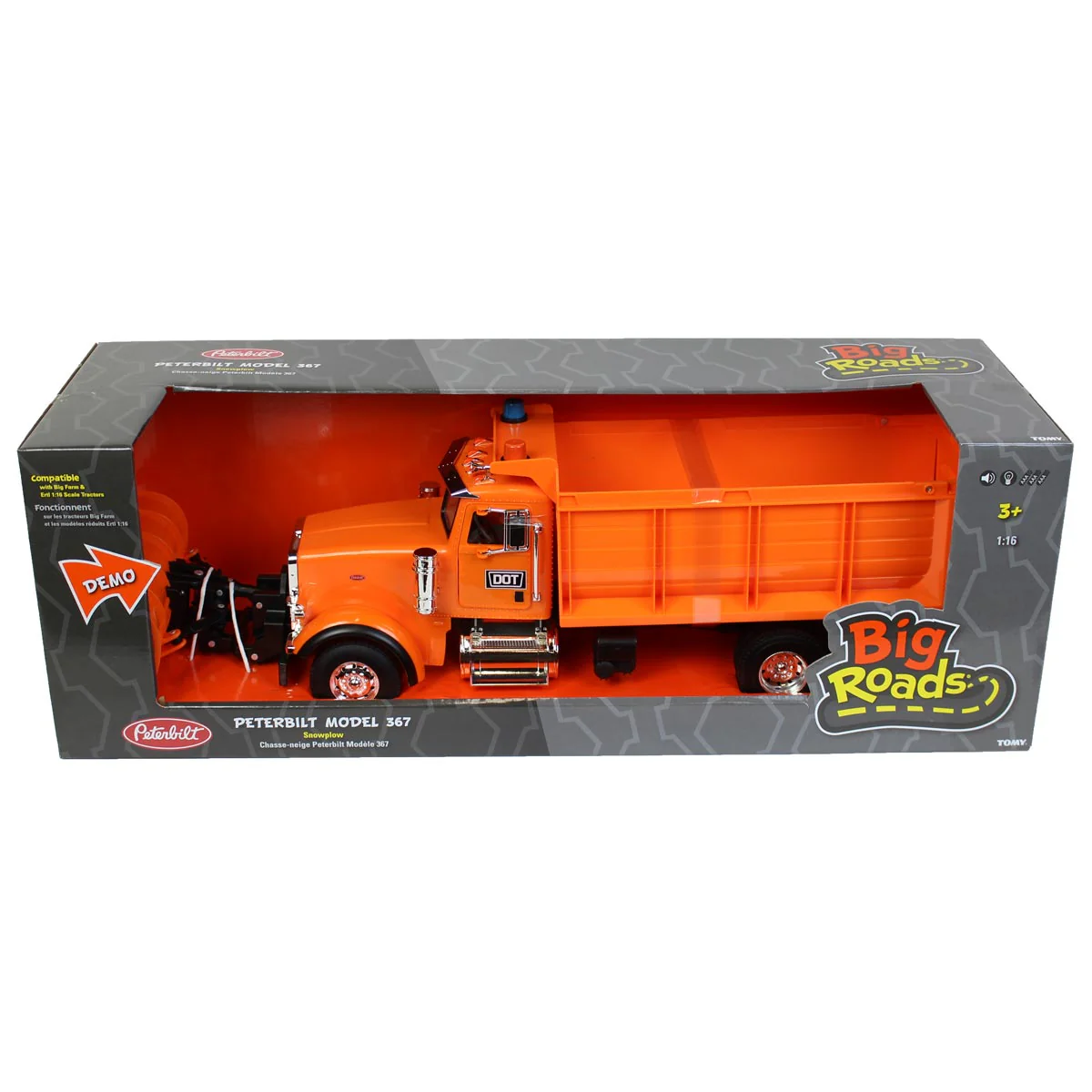 1/16 Big Roads Peterbilt Model 367 DOT Truck with Snow Plow by TOMY - Image 8