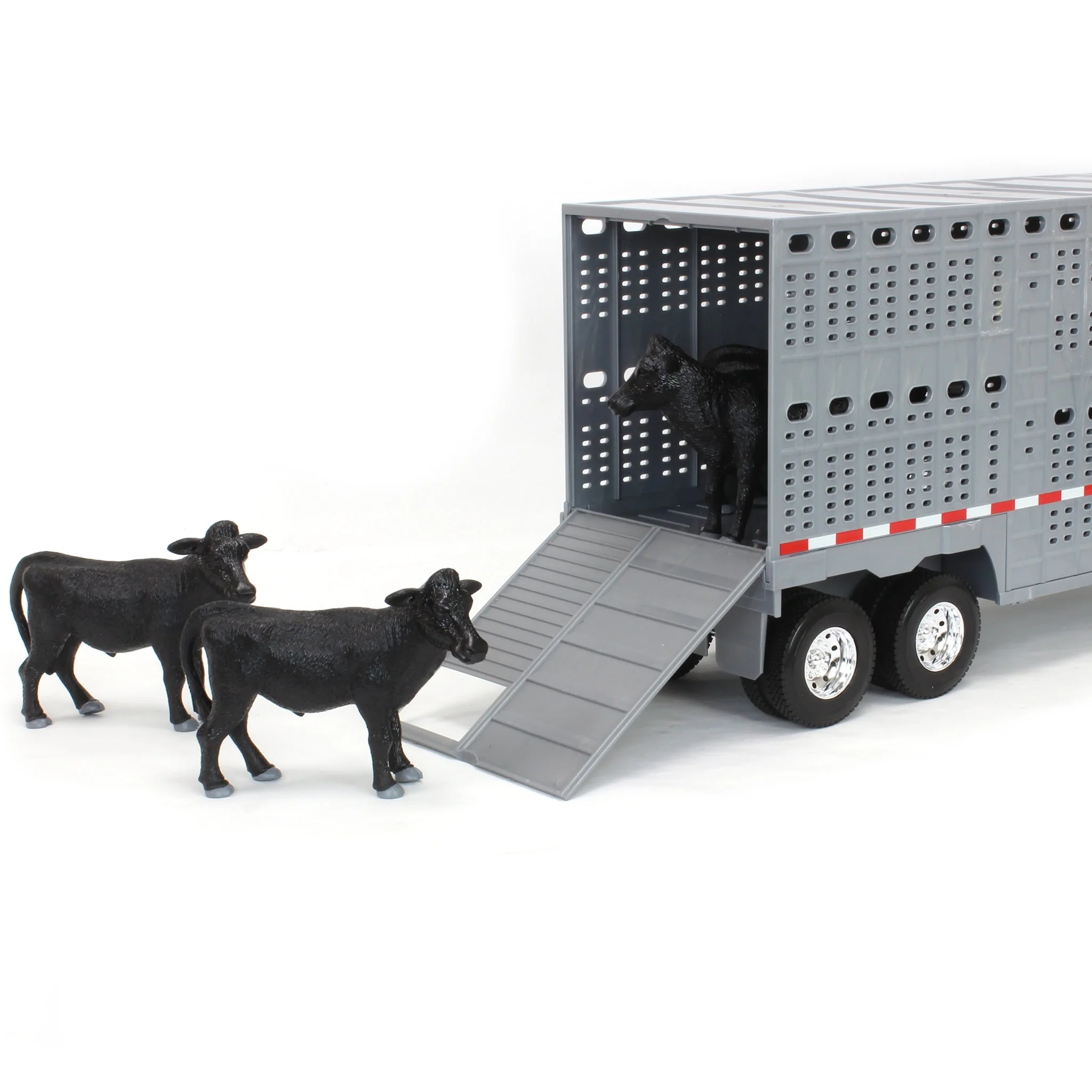 1/16 Big Farm ERTL Peterbilt 367 Semi Truck with Livestock Trailer & 4 Cows - Image 5