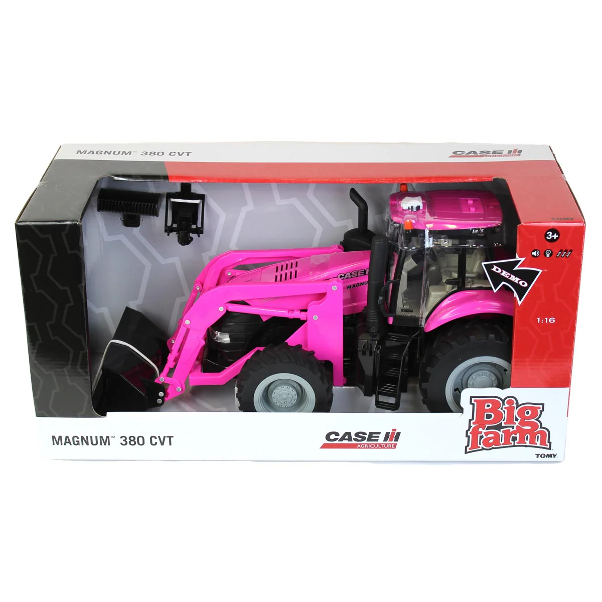 1/16 Pink Case IH Magnum Tractor with Front Loader and Lights & Sounds, ERTL Big Farm - Image 8