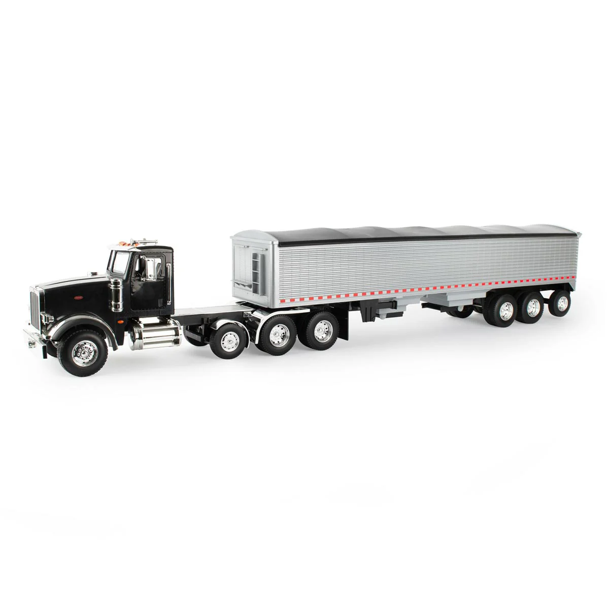 1/16 Big Roads Black Peterbilt Model 367 Semi Truck with Grain Trailer and Lights & Sounds