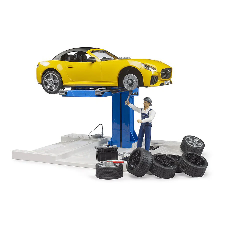 1/16 Bruder bworld Car Service Center with Bruder Roadster - Image 2