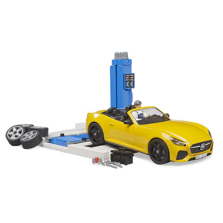1/16 Bruder bworld Car Service Center with Bruder Roadster - Image 3