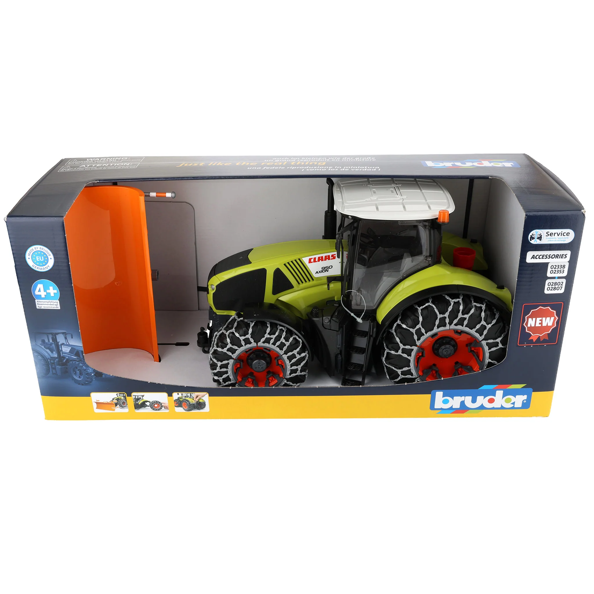 1/16 Bruder Claas Axion 950 Tractor with Snow Chains & Snow Blade - Image 7