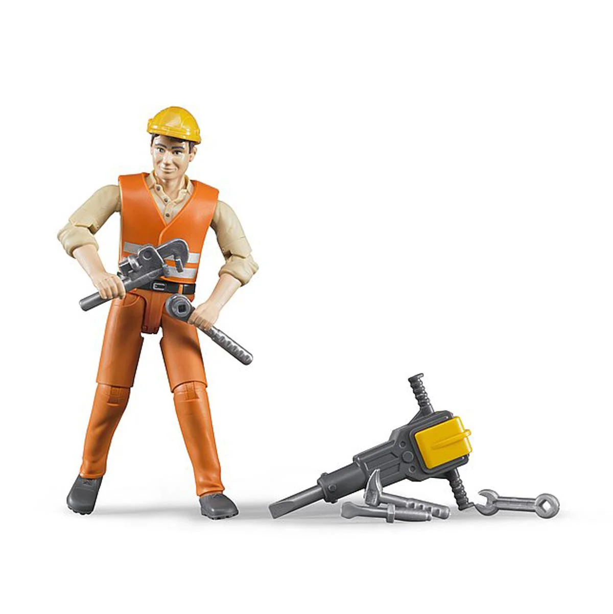 1/16 Bruder Construction Worker with Jackhammer & Accessories - Image 3