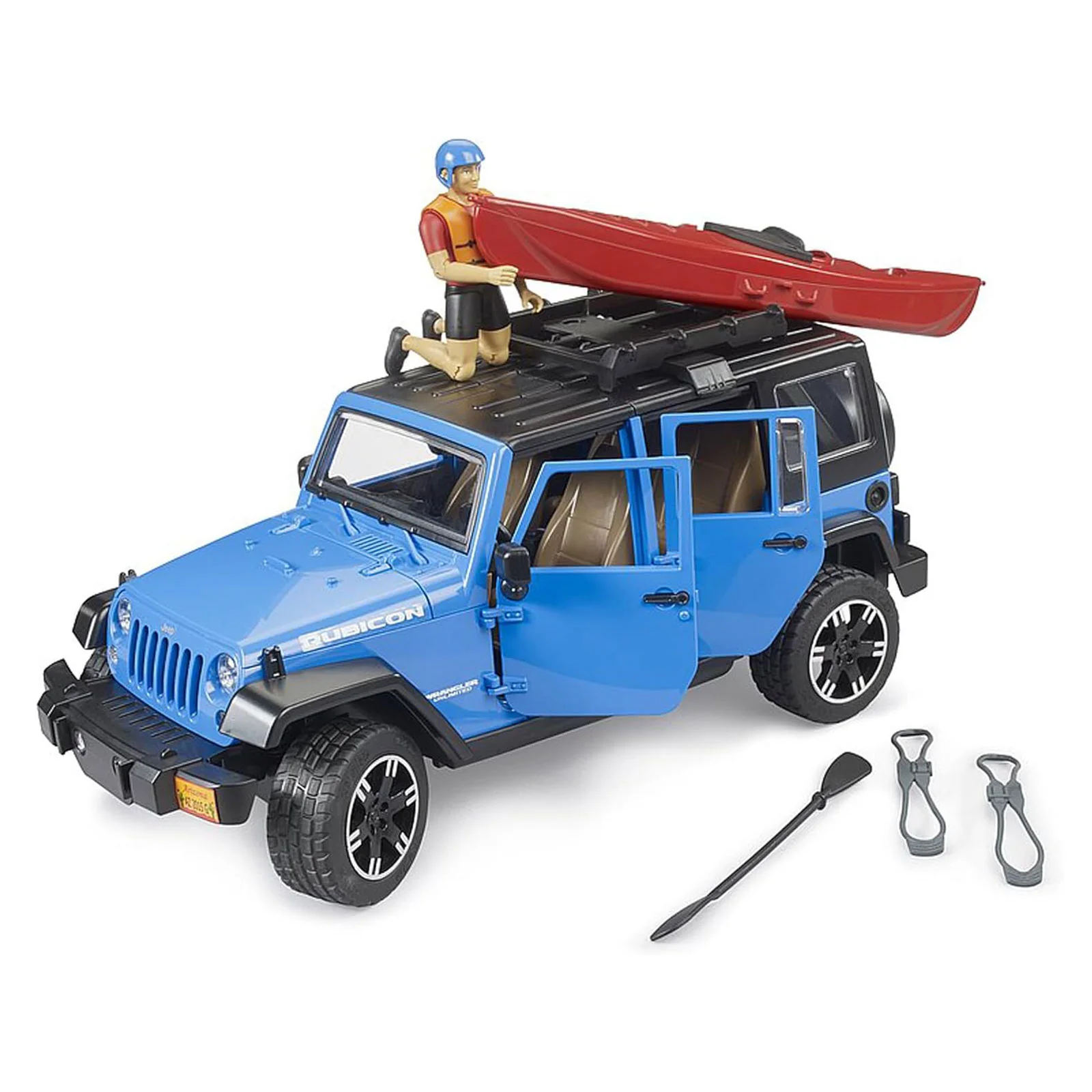 1/16 Bruder Jeep Wrangler Rubicon Unlimited with Kayak and Kayaker - Image 3