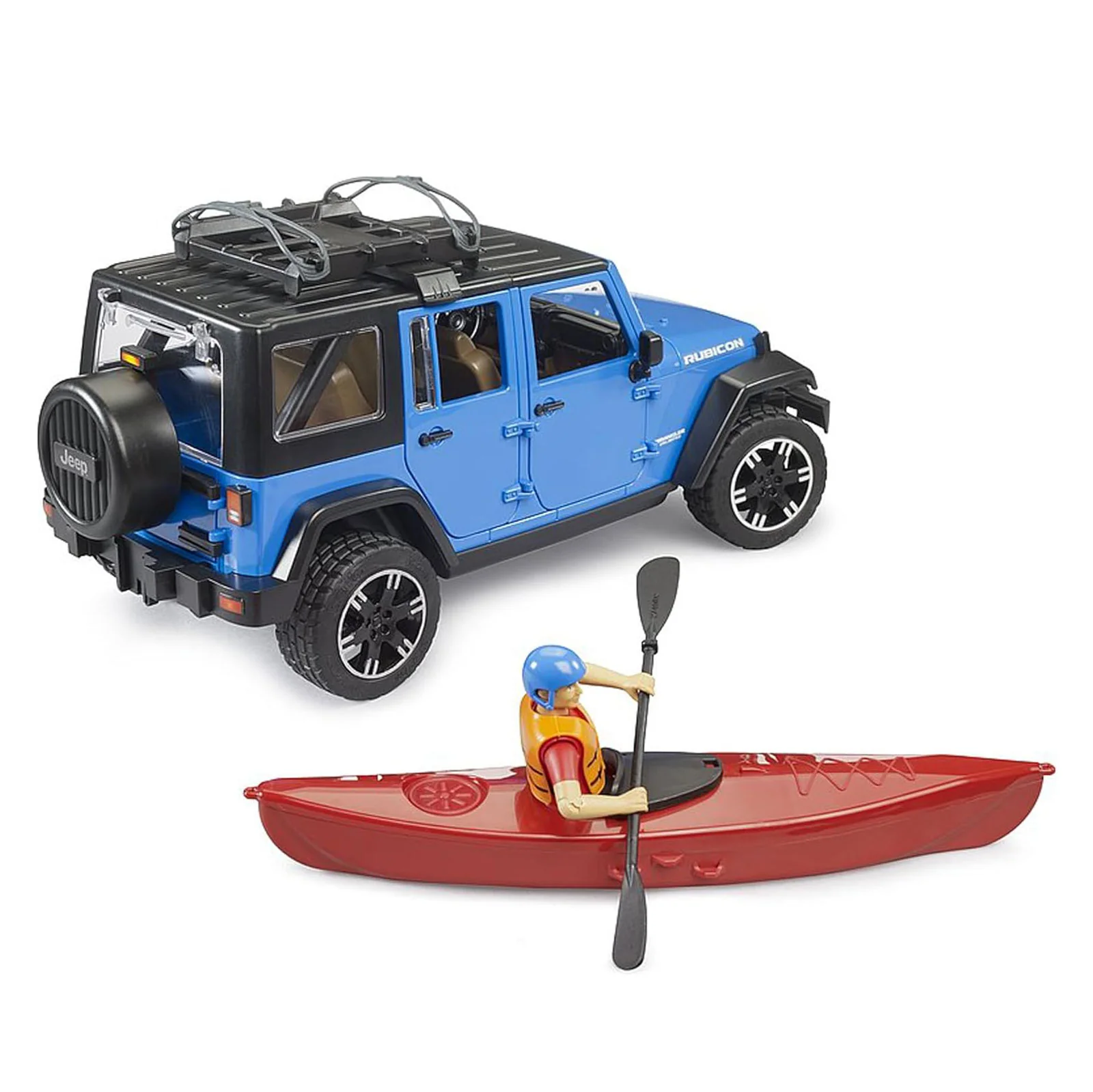 1/16 Bruder Jeep Wrangler Rubicon Unlimited with Kayak and Kayaker - Image 4