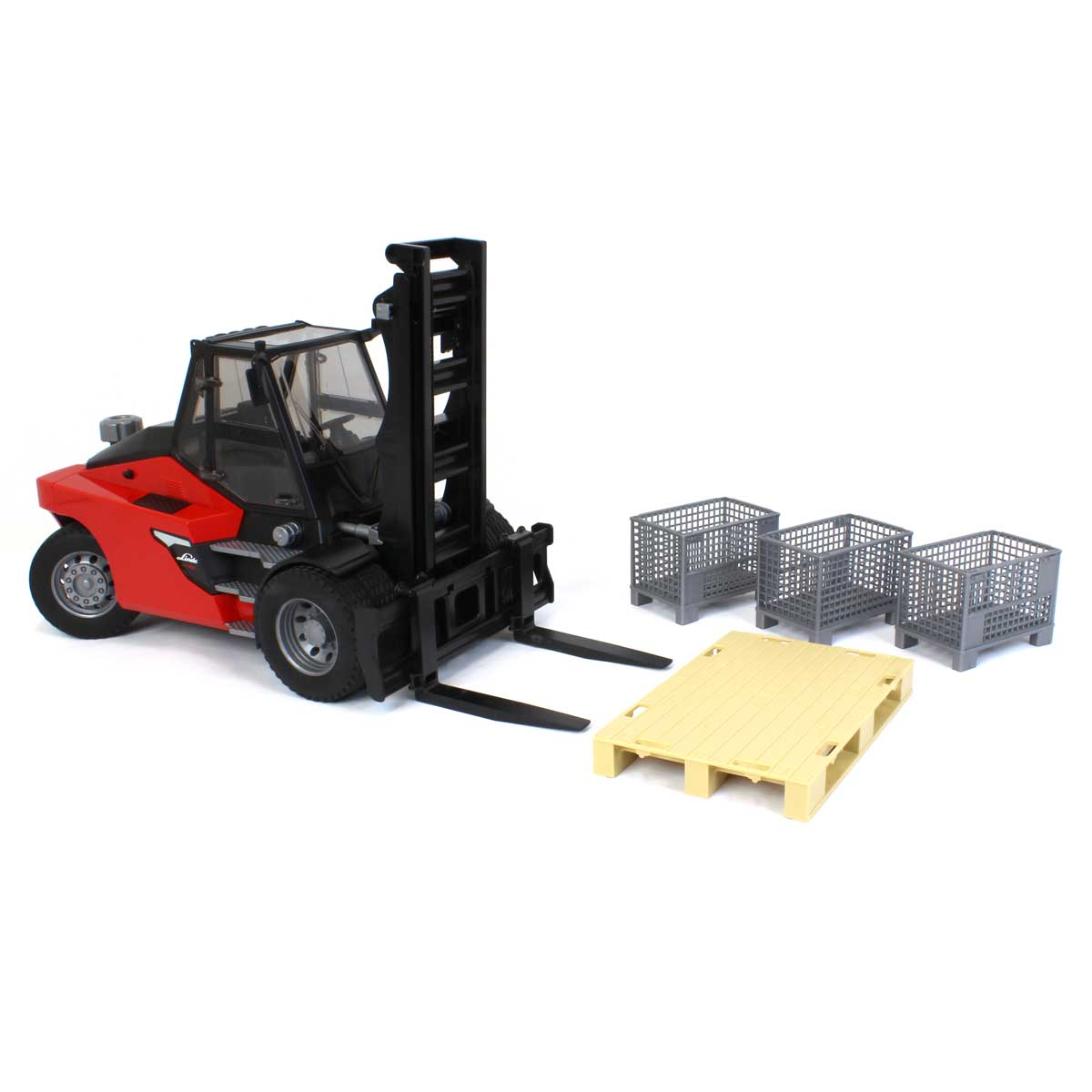 1/16 Bruder Linde HT160 Forklift with Pallet and 3 Pallet Cages - Image 2