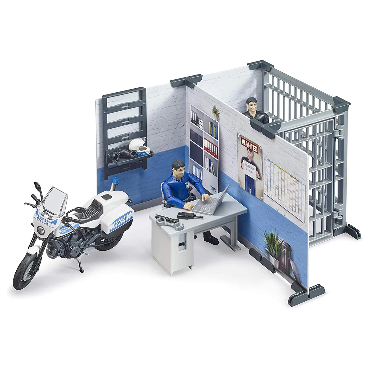 1/16 Bruder Police Station with Police Motorbike and Figures - Image 5