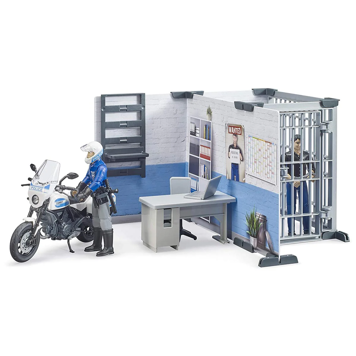 1/16 Bruder Police Station with Police Motorbike and Figures - Image 7