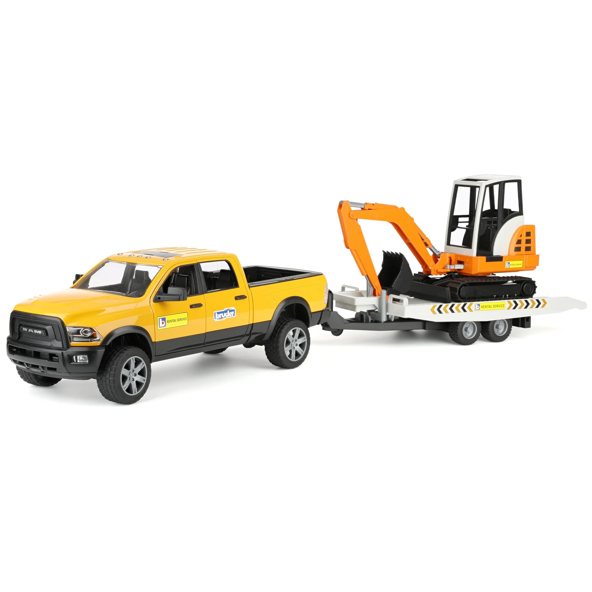 1/16 Bruder RAM Rental Truck with Trailer & Mini Excavator