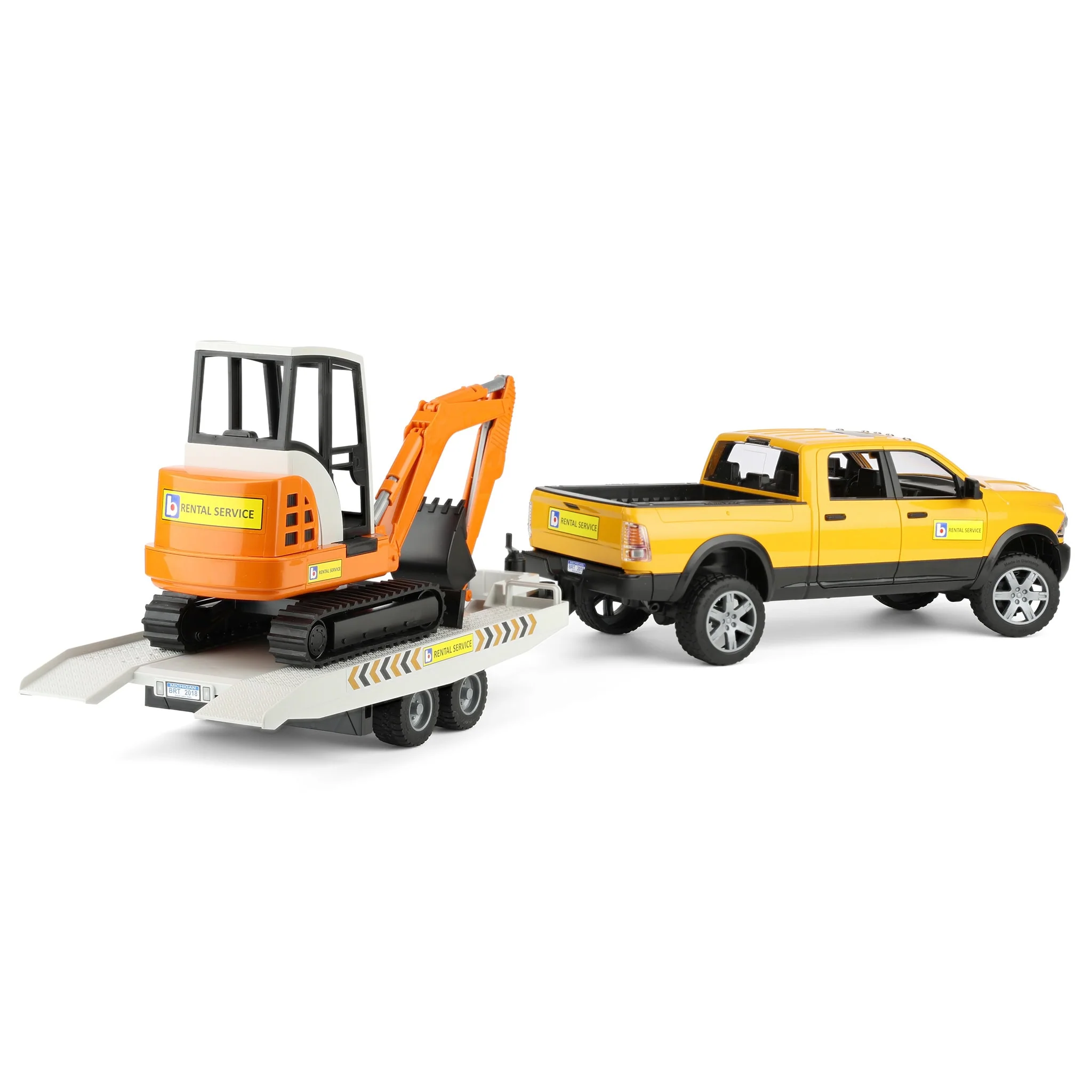 1/16 Bruder RAM Rental Truck with Trailer & Mini Excavator - Image 3