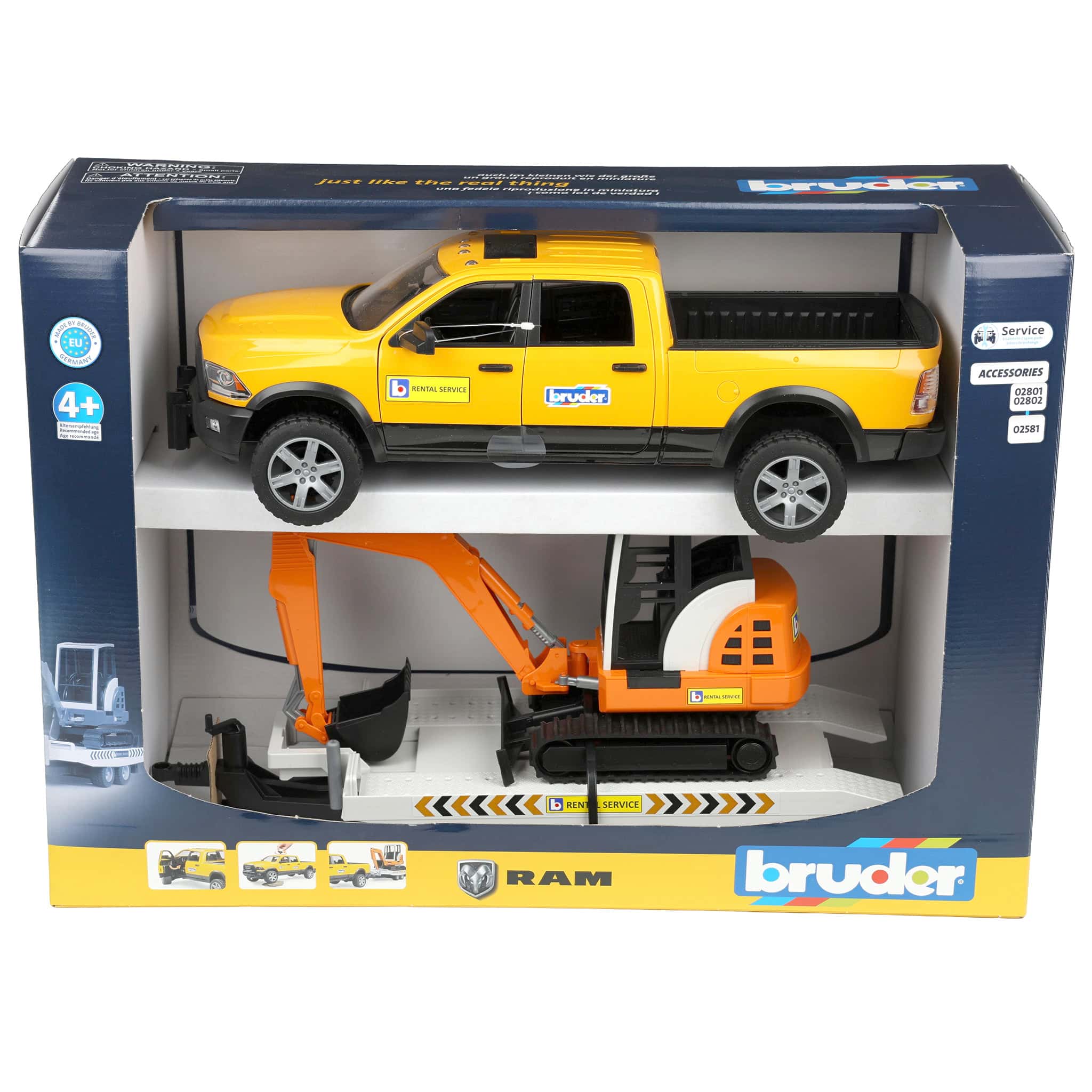 1/16 Bruder RAM Rental Truck with Trailer & Mini Excavator - Image 8