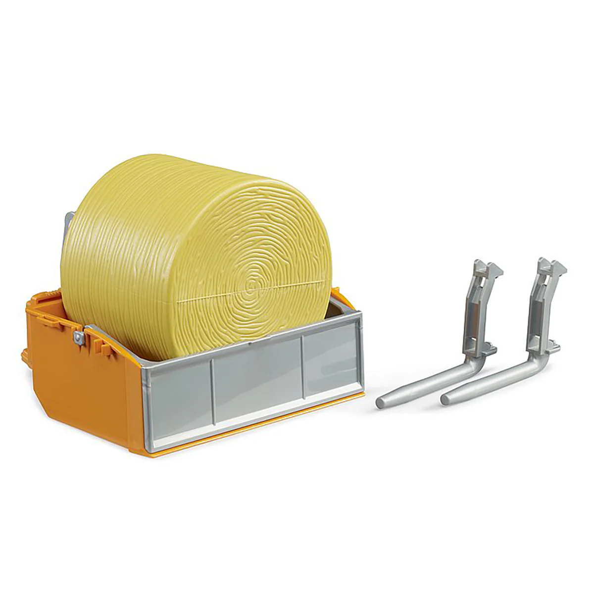 1/16 Bruder Tractor Loading Box with Forks & Round Bale