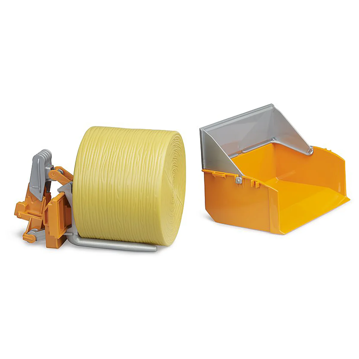 1/16 Bruder Tractor Loading Box with Forks & Round Bale - Image 2