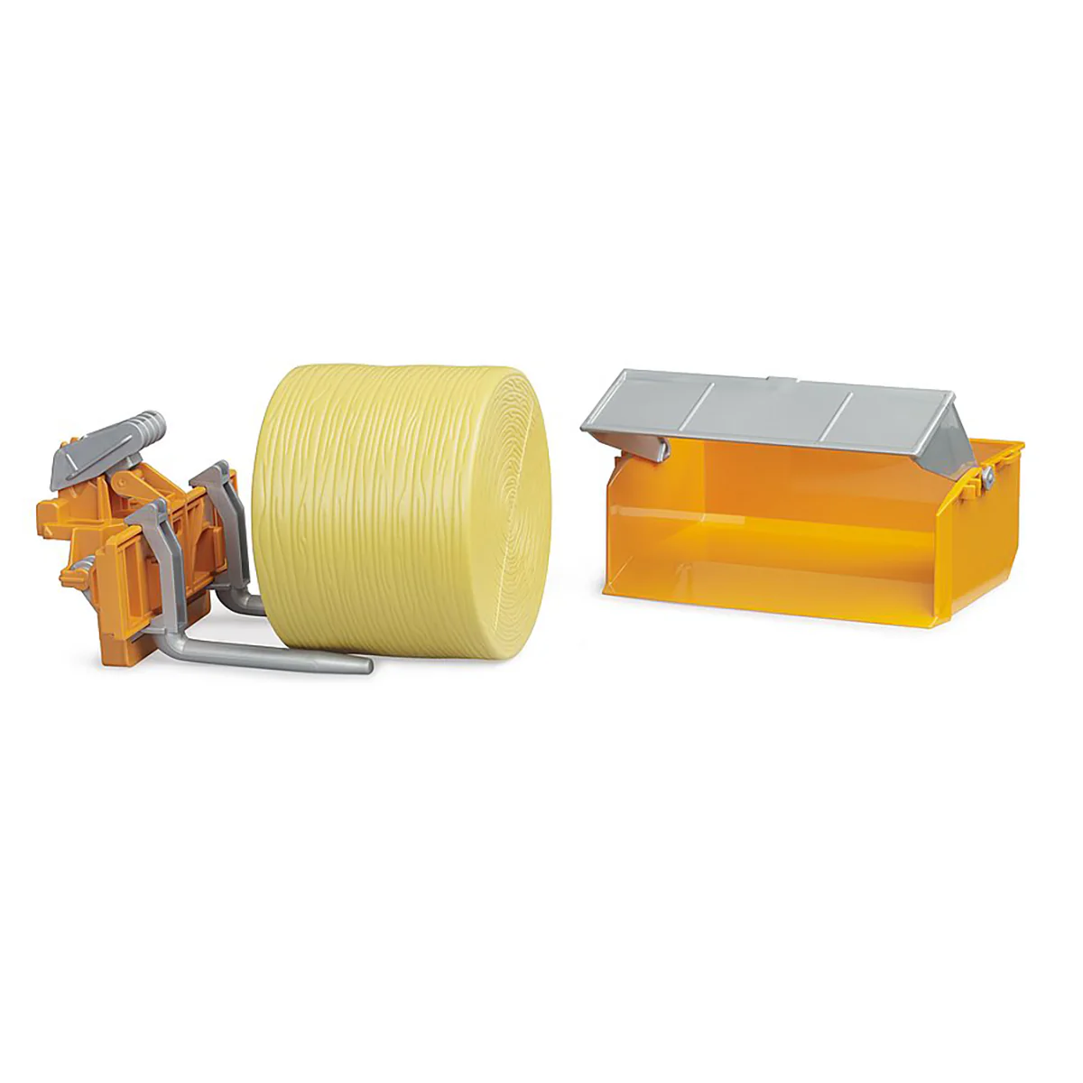 1/16 Bruder Tractor Loading Box with Forks & Round Bale - Image 3