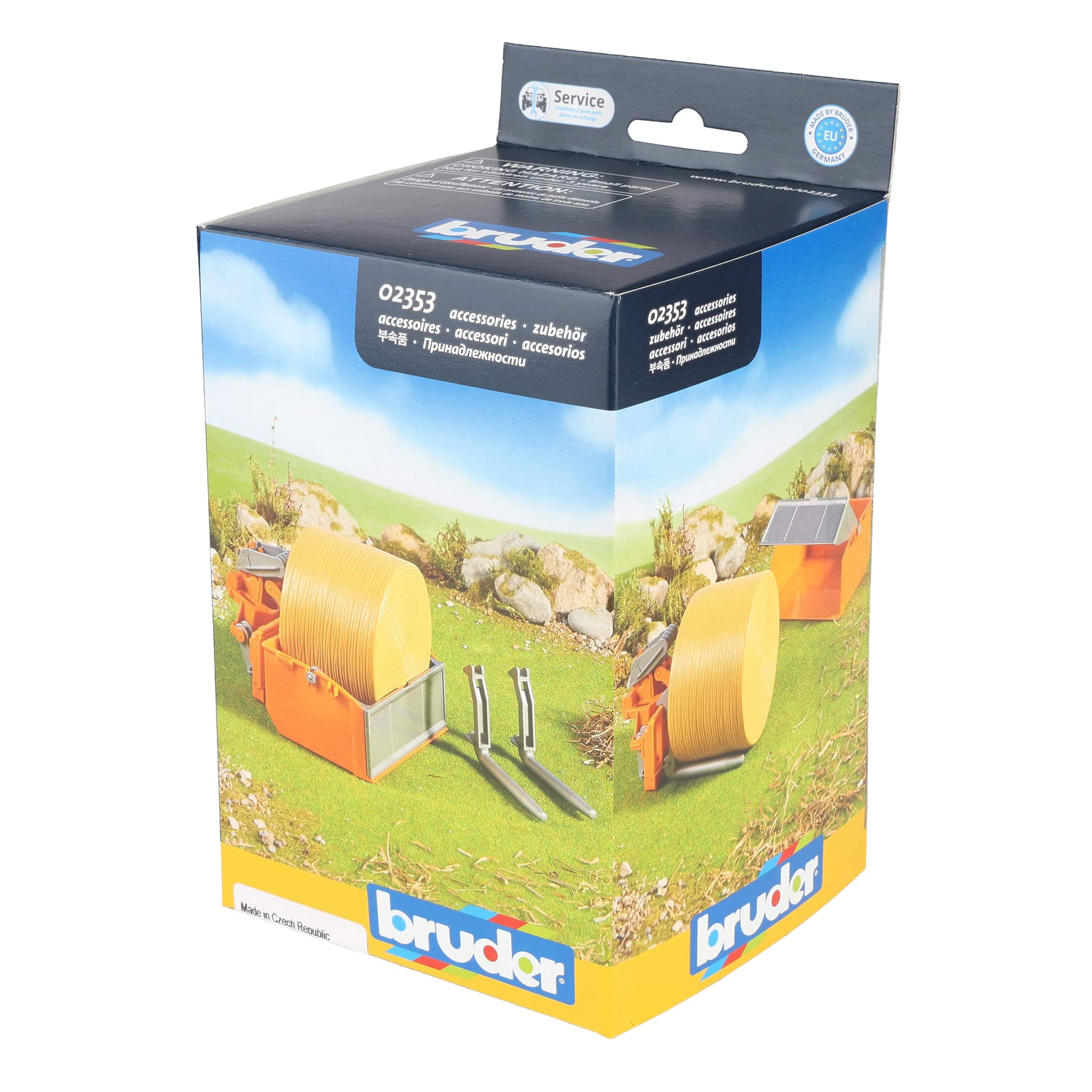 1/16 Bruder Tractor Loading Box with Forks & Round Bale - Image 4
