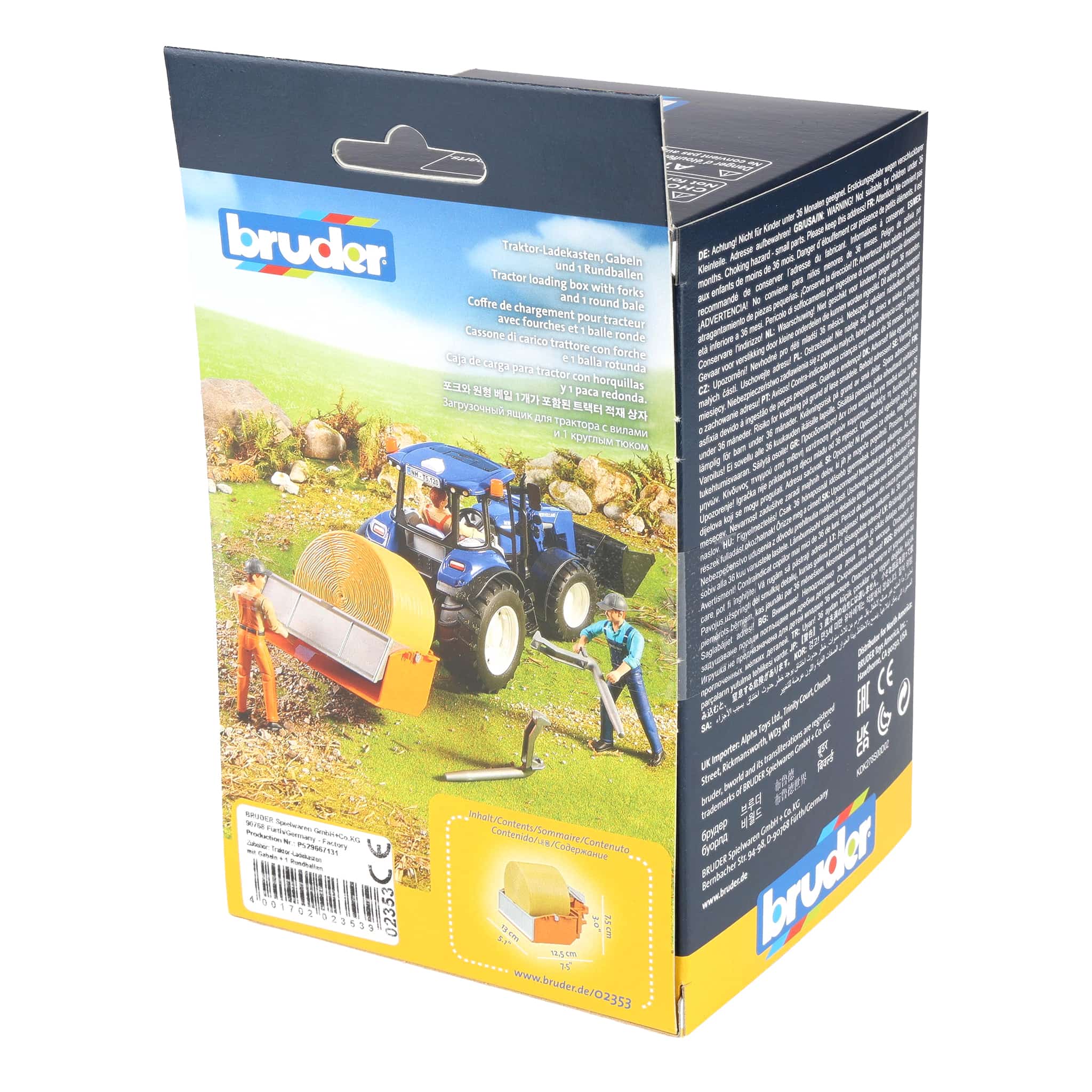1/16 Bruder Tractor Loading Box with Forks & Round Bale - Image 5