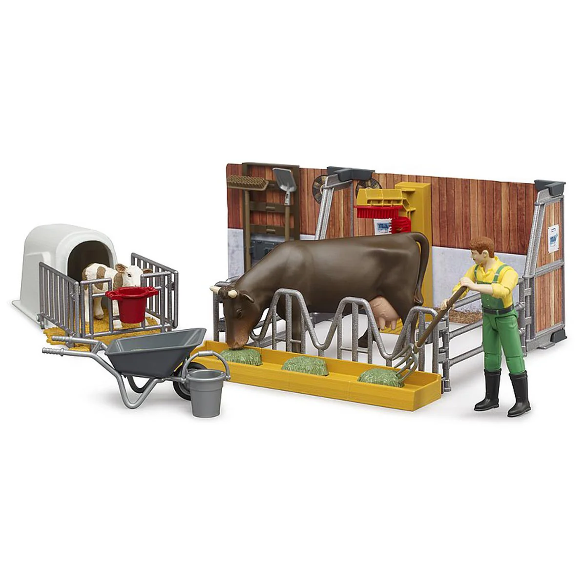 1/16 Bworld Cow & Calf Barn with Farmer by Bruder - Image 3
