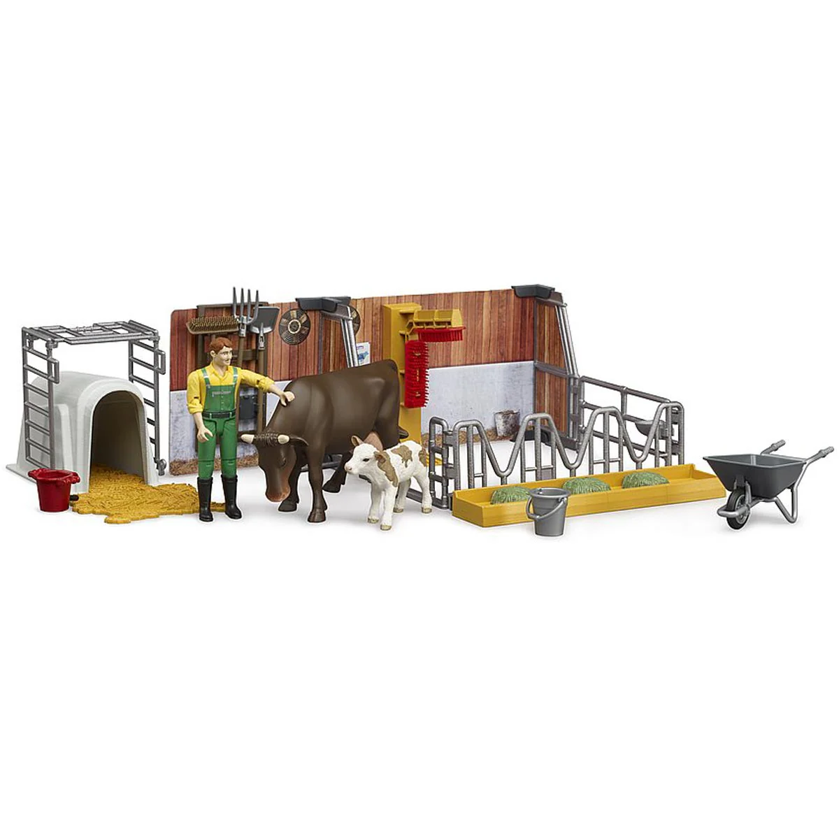 1/16 Bworld Cow & Calf Barn with Farmer by Bruder - Image 4