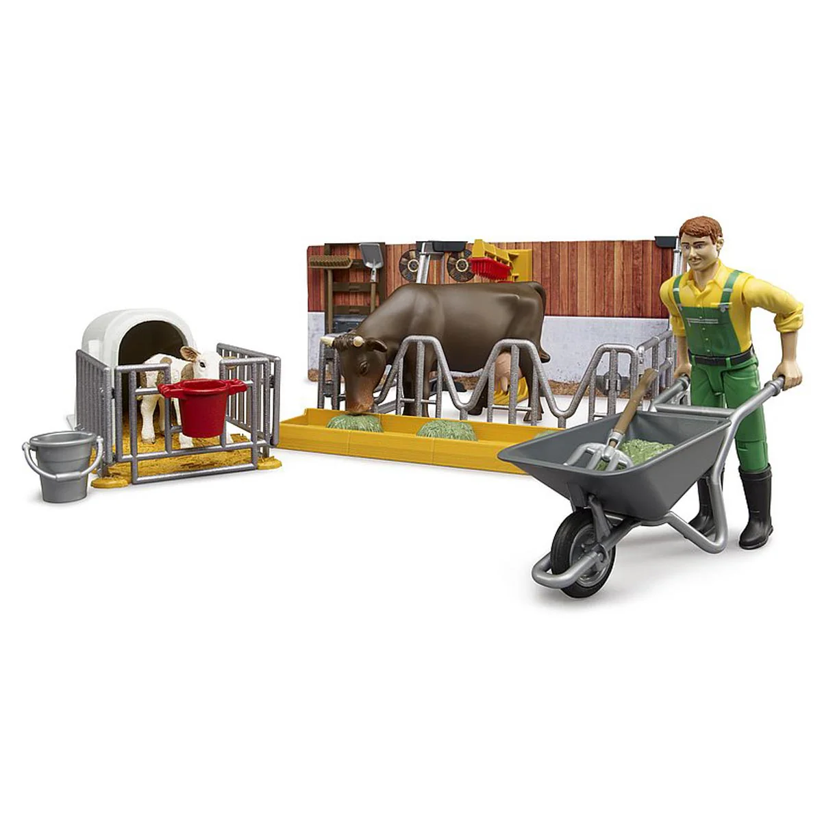 1/16 Bworld Cow & Calf Barn with Farmer by Bruder - Image 7