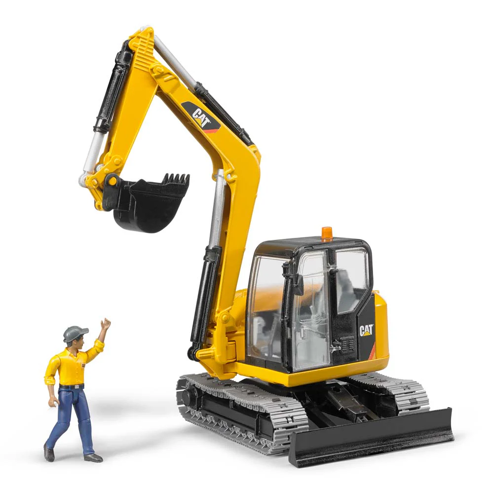 1/16 Caterpillar Mini Excavator with Construction Worker by Bruder - Image 2