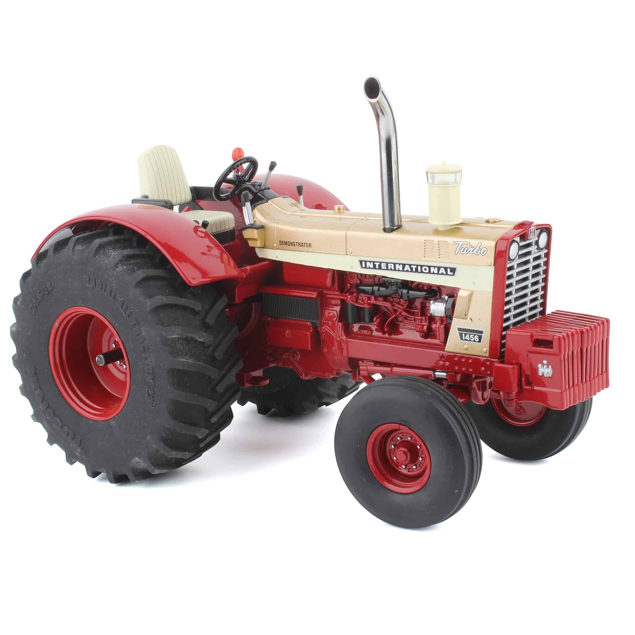 1/16 CUSTOM Ertl Prestige IH 1456 Wheatland Gold Demonstrator Tractor with Firestone Tires - Image 2