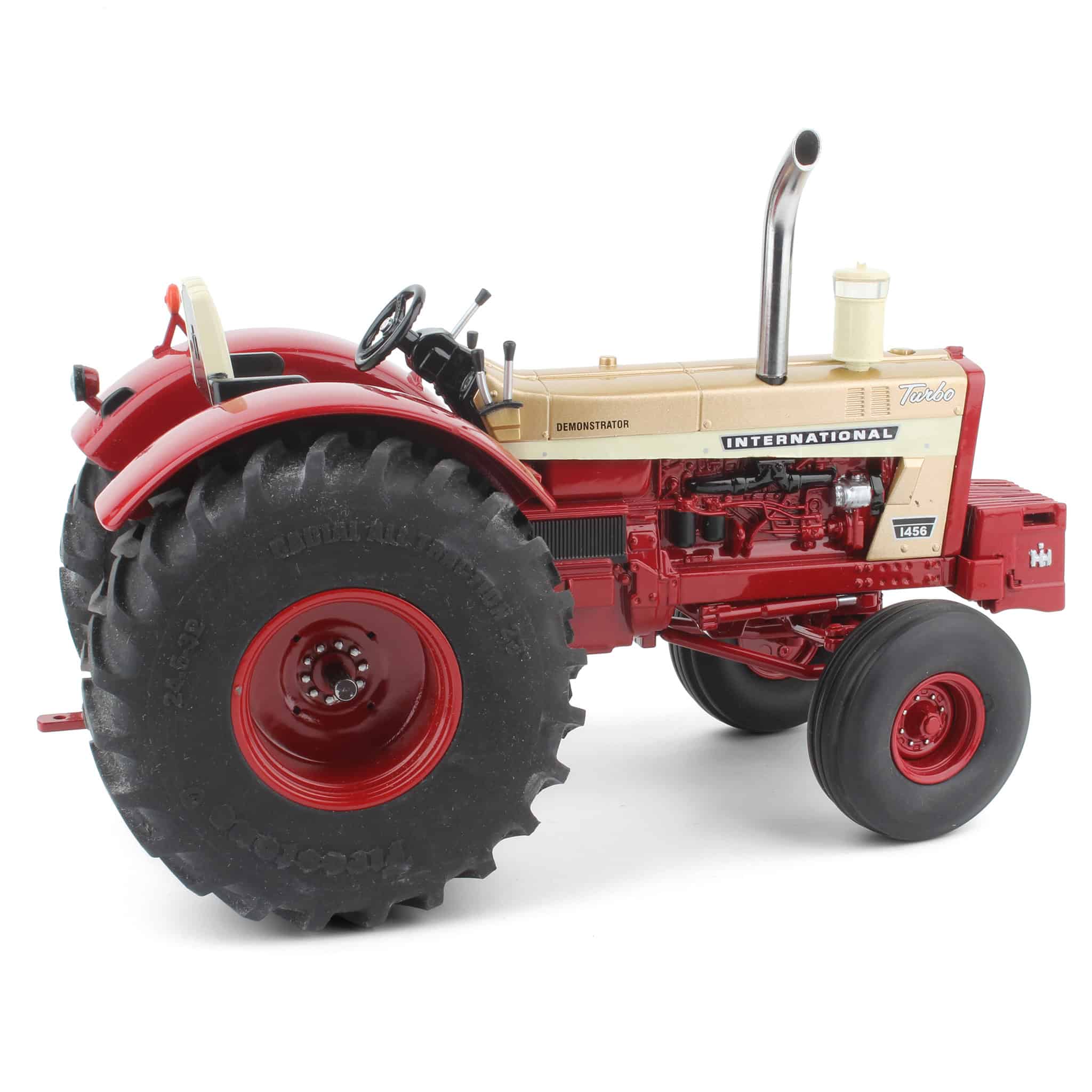 1/16 CUSTOM Ertl Prestige IH 1456 Wheatland Gold Demonstrator Tractor with Firestone Tires - Image 5