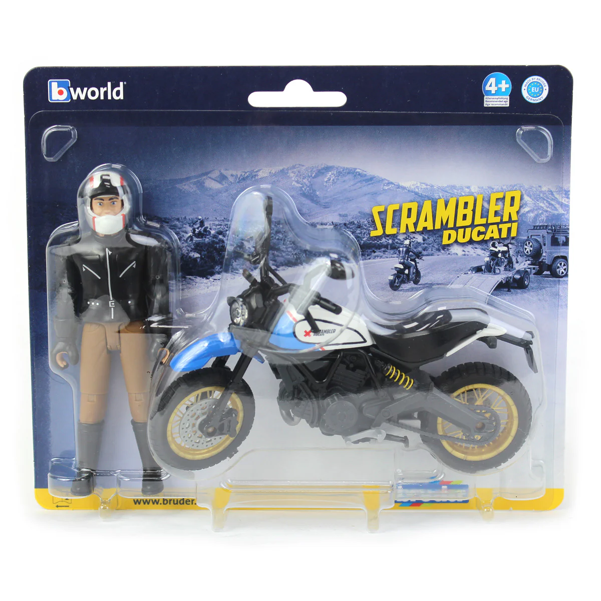 1/16 Ducati Scrambler Desert Sled with Driver by Bruder - Image 5