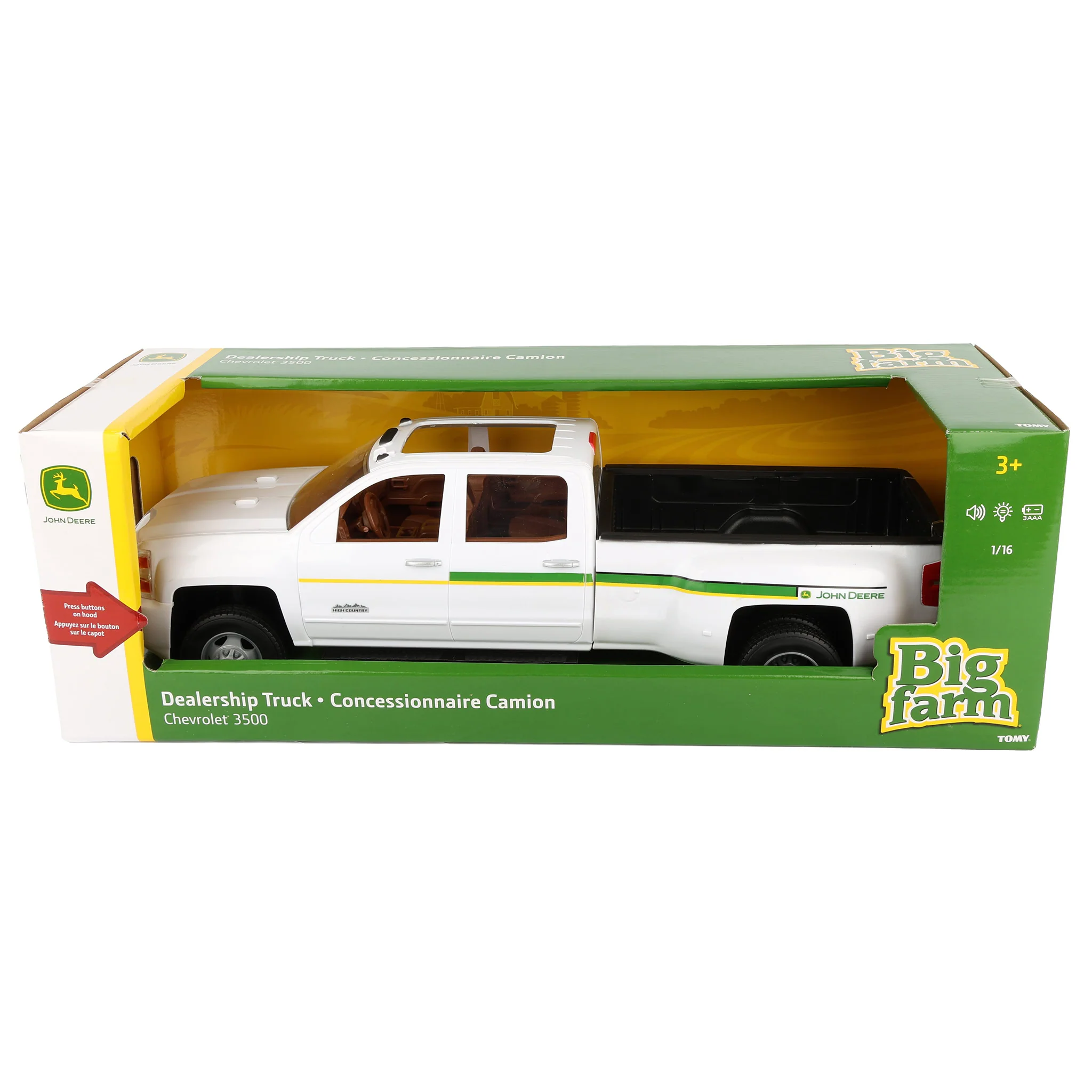 1/16 ERTL Big Farm Chevrolet 3500 John Deere Dealership Dually Pickup Truck - Image 5
