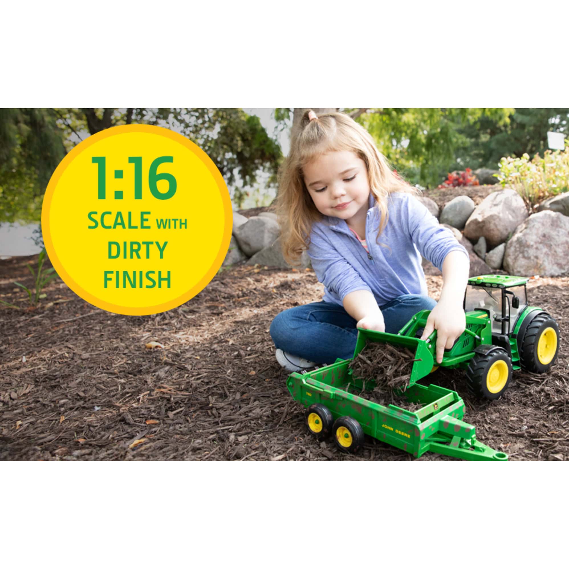1/16 ERTL Big Farm John Deere 6210R Tractor with Loader & "Dirty" 780 Hydra Push Spreader - Image 13