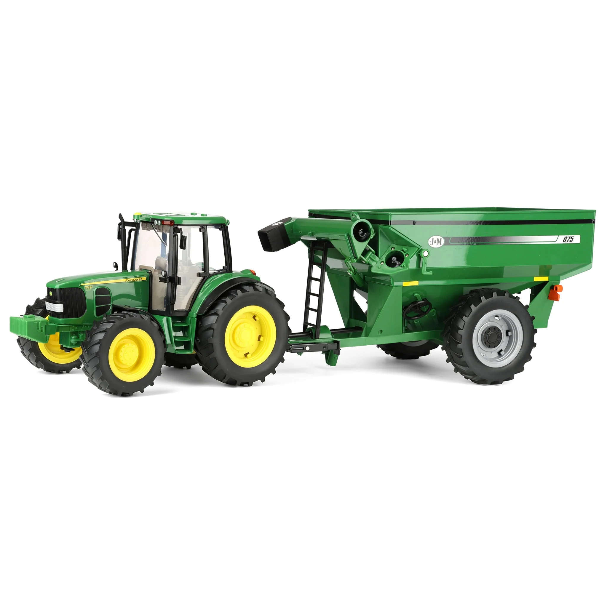 1/16 ERTL Big Farm John Deere 7430 Toy Tractor with J&M 875 Grain Cart