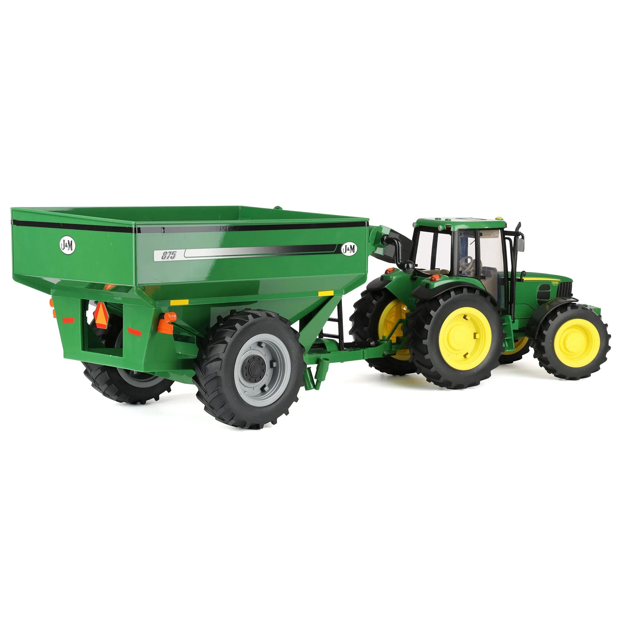 1/16 ERTL Big Farm John Deere 7430 Toy Tractor with J&M 875 Grain Cart - Image 3