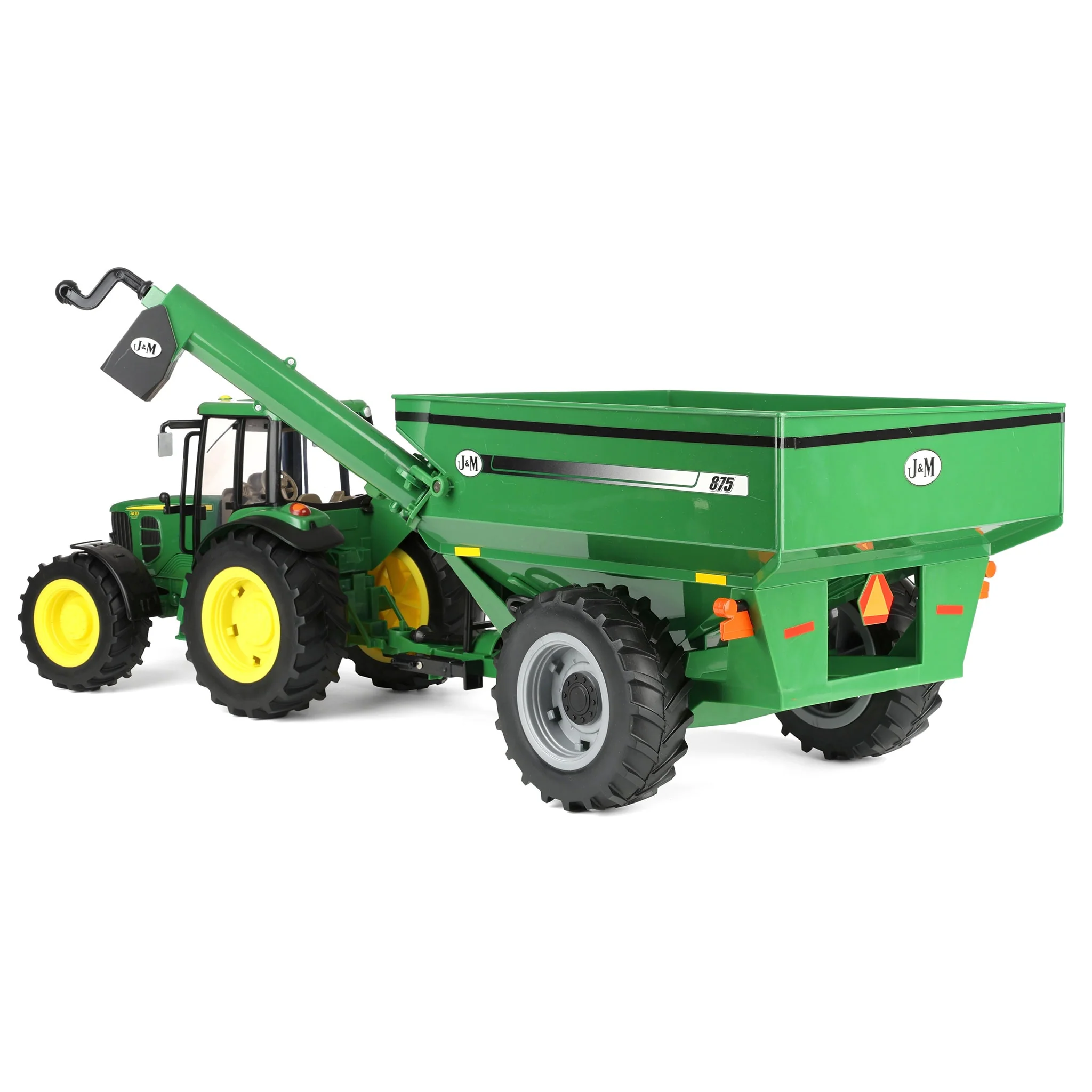 1/16 ERTL Big Farm John Deere 7430 Toy Tractor with J&M 875 Grain Cart - Image 4