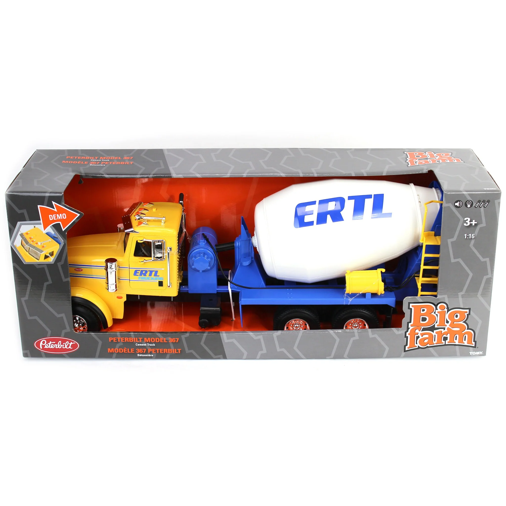 1/16 Big Farm Peterbilt Model 367 Cement Mixer Truck, ERTL Yellow & Blue, - Image 11