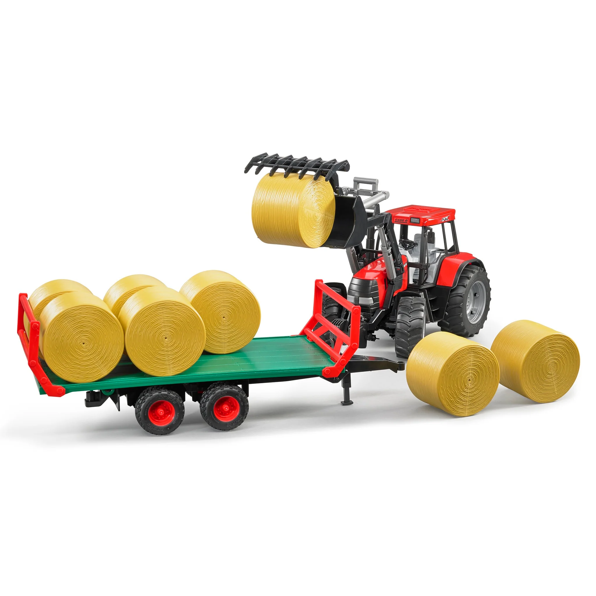 1/16 Flat Wagon Bale Carrier with 8 Round Bales by Bruder - Image 3