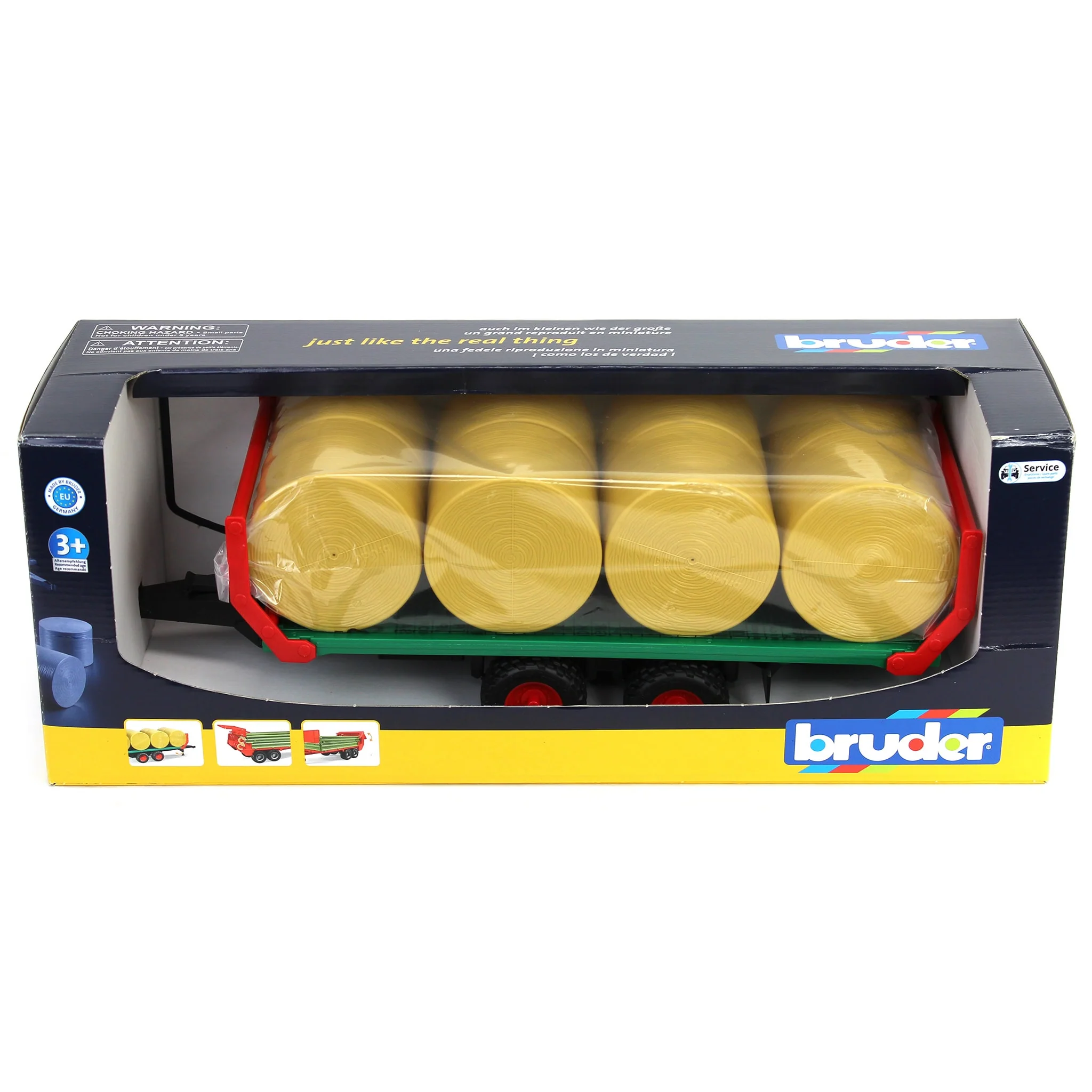 1/16 Flat Wagon Bale Carrier with 8 Round Bales by Bruder - Image 5