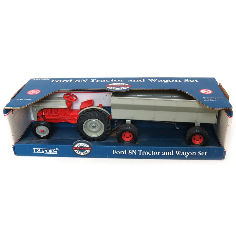 1/16 Ford 8N Tractor with Wide Front & Wagon, Made in the USA by ERTL