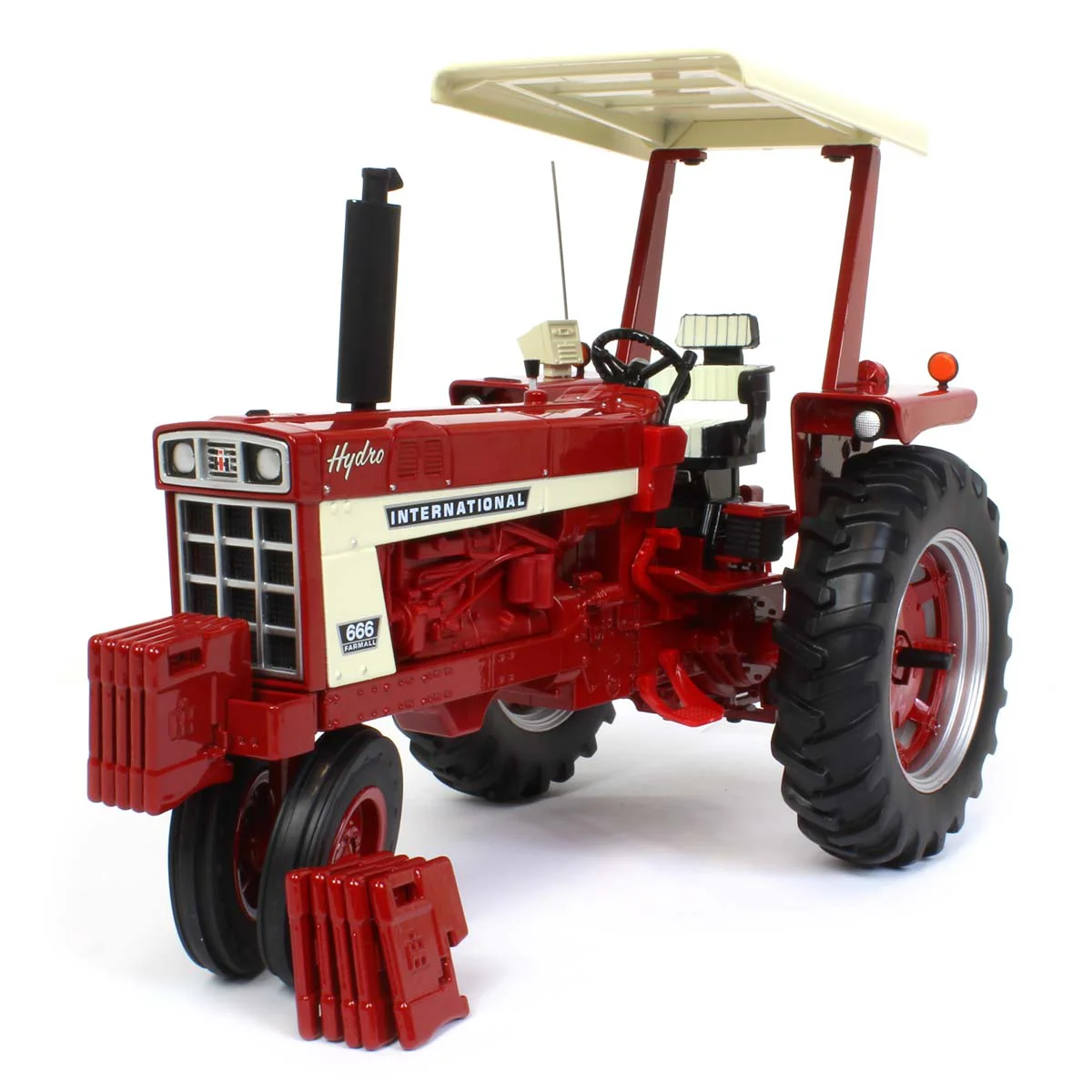 1/16 International 666 Hydro Tractor with Narrow Front, ROPS, & Fender Radio, ERTL Prestige Collection - Image 6