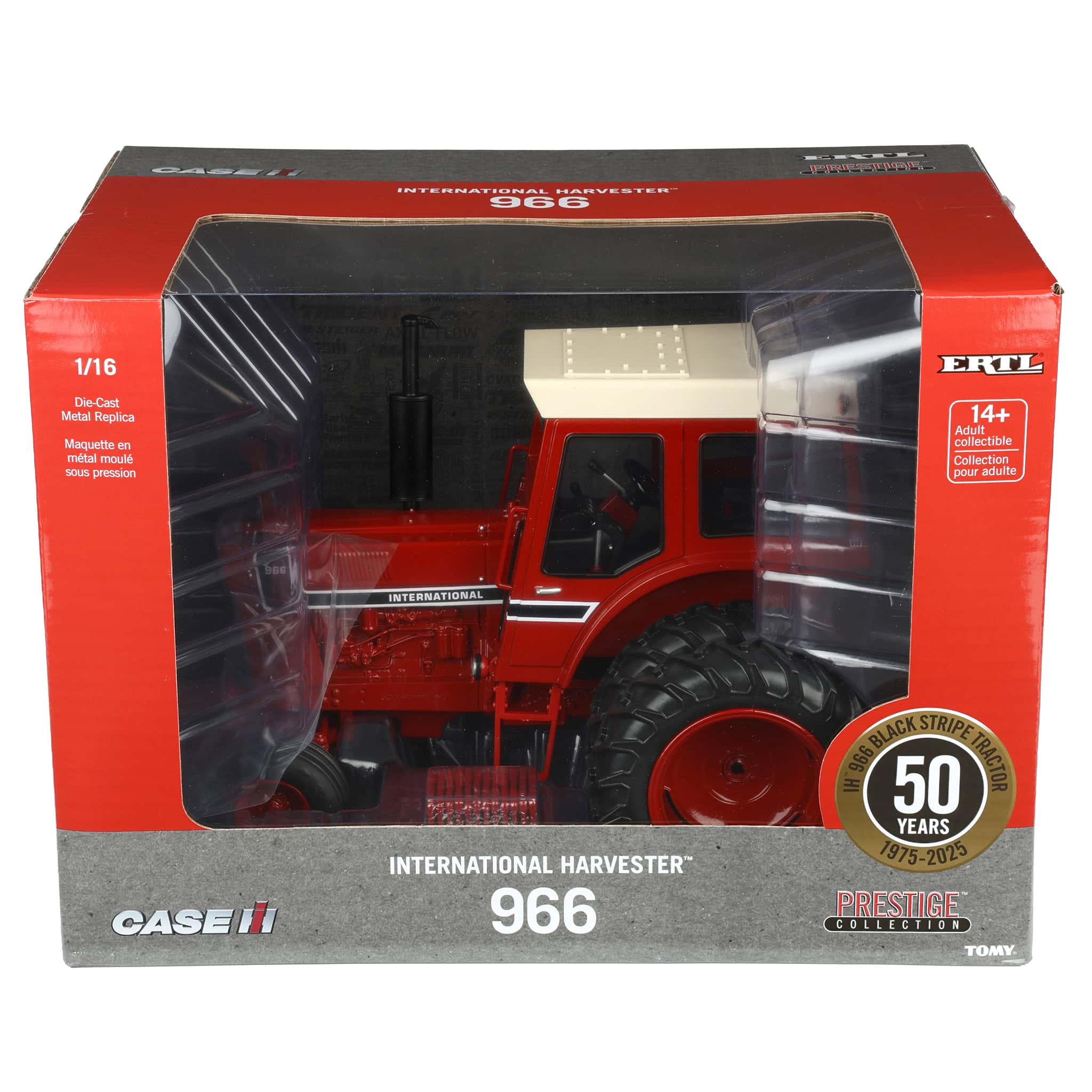 1/16 International Harvester 966 Black Stripe Tractor with Cab & Duals, 50th Anniversary, ERTL Prestige Collection - Image 7