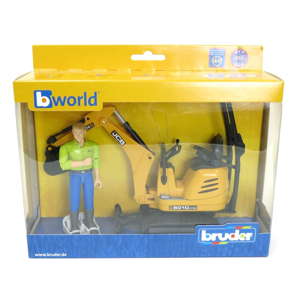 1/16 JCB 8010 CTS Mini Excavator with Construction Worker by Bruder - Image 2