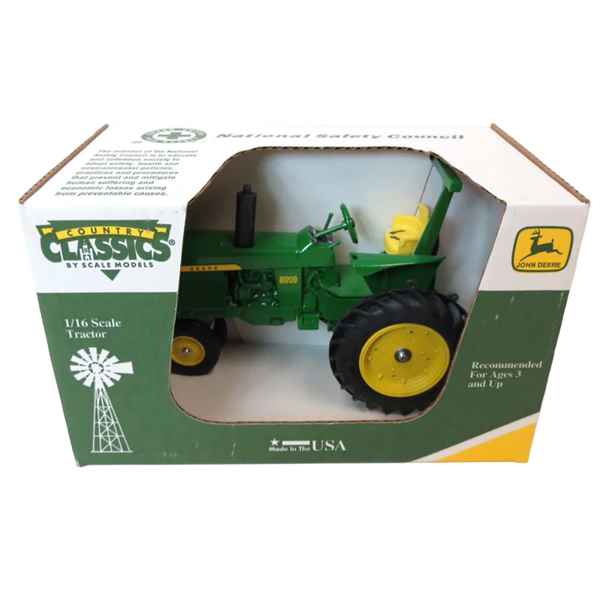 1/16 John Deere 3010 Tractor with Narrow Front & ROPS by Scale Models, National Safety Council