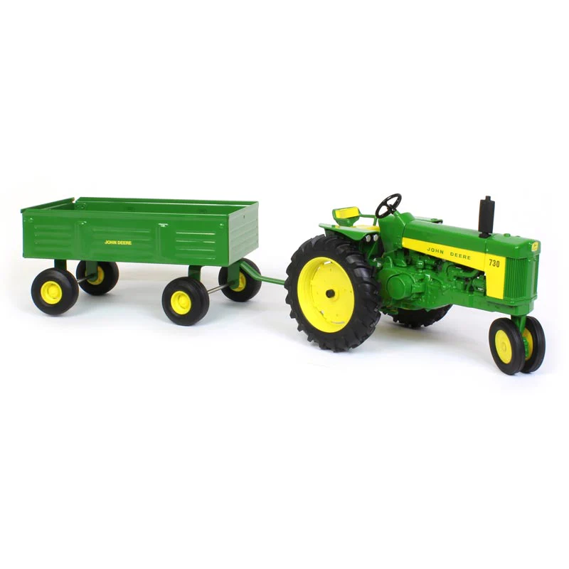 1/16 John Deere 730 Tractor with Narrow Front & Barge Wagon by ERTL - Image 2