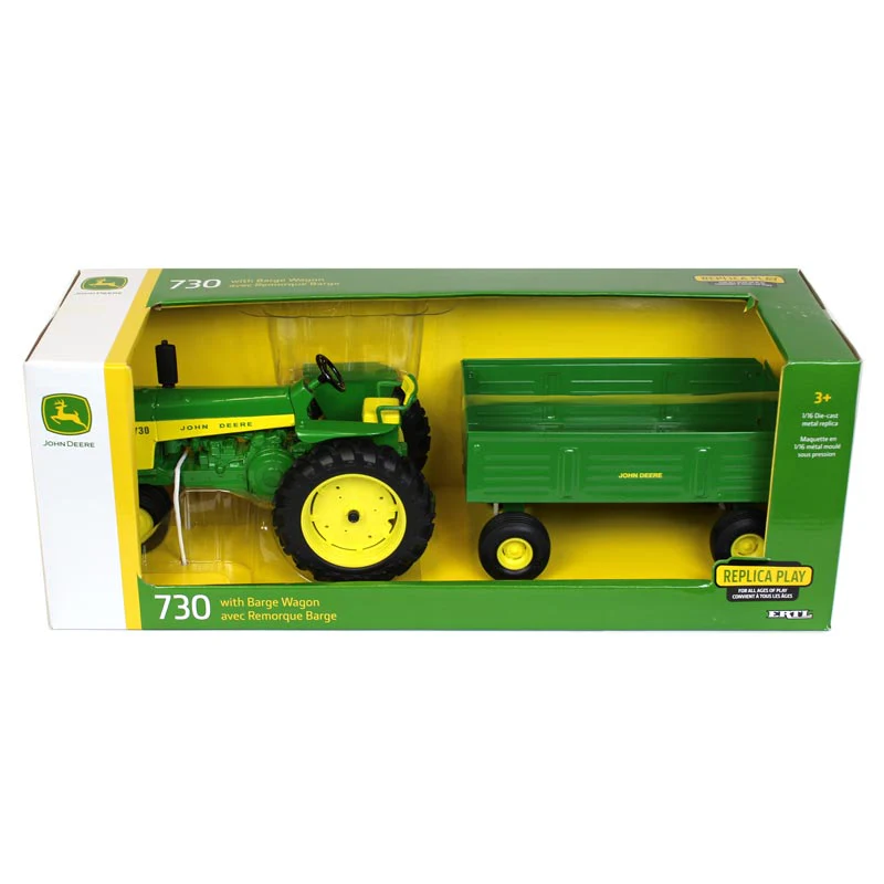 1/16 John Deere 730 Tractor with Narrow Front & Barge Wagon by ERTL - Image 5