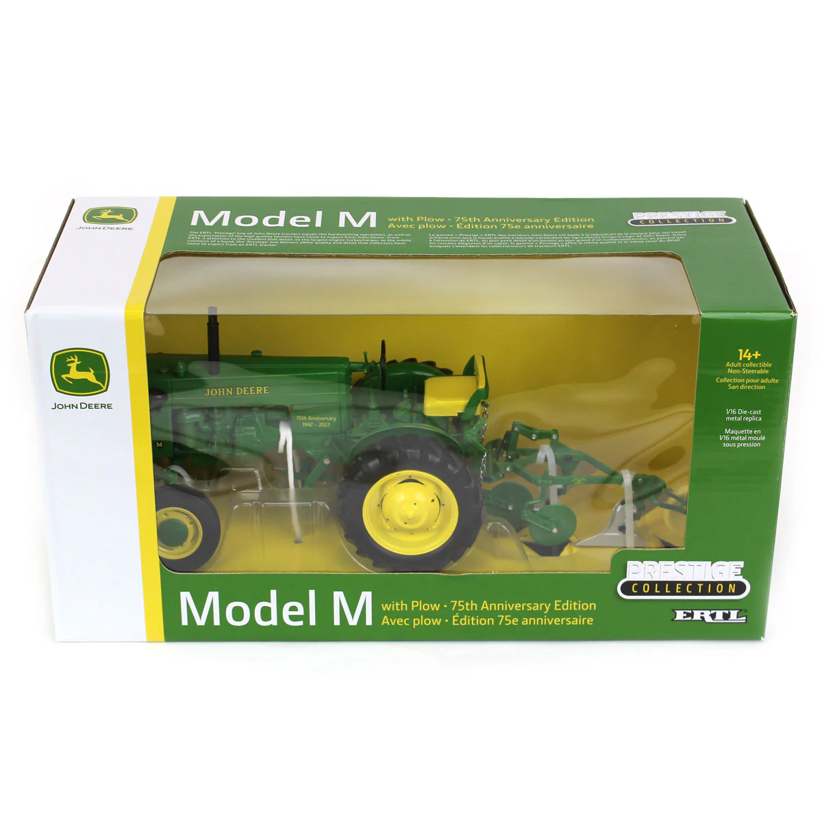 1/16 John Deere M Tractor with Wide Front & Mounted Plow, 75th Anniversary, ERTL Prestige Collection - Image 6